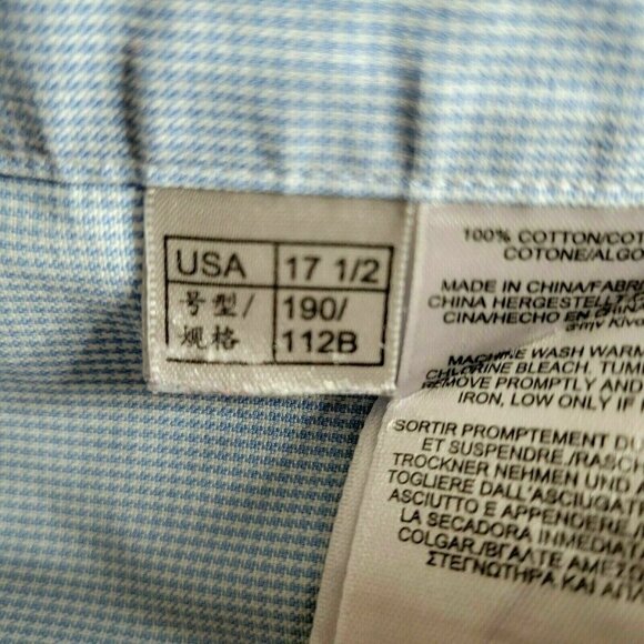 Brooks Brothers 818 Regent Button Shirt Non Iron Herringbone Light Blue 17 1/2 - Picture 5 of 7